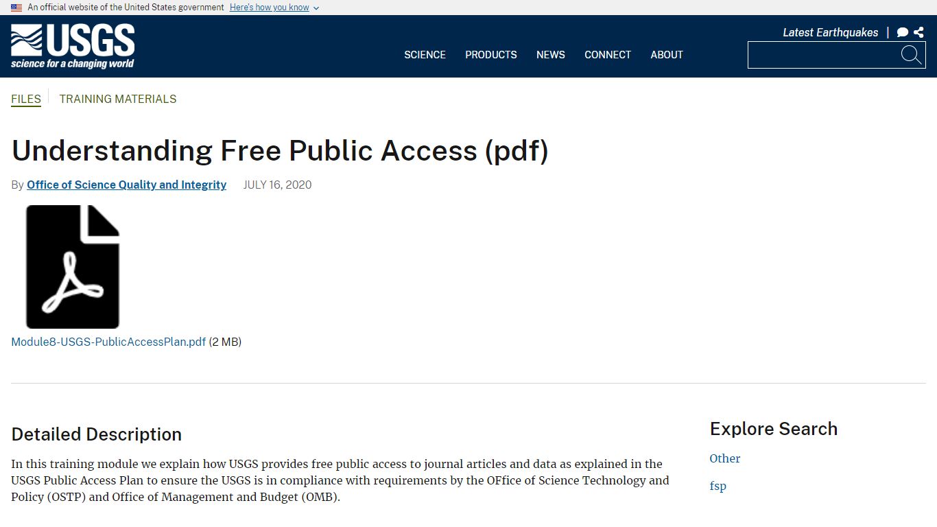 Understanding Free Public Access (pdf) | U.S. Geological Survey